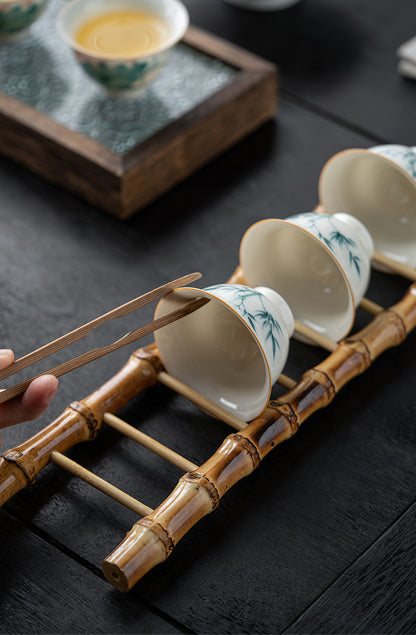 Bamboo Whip Tea Cup Holder