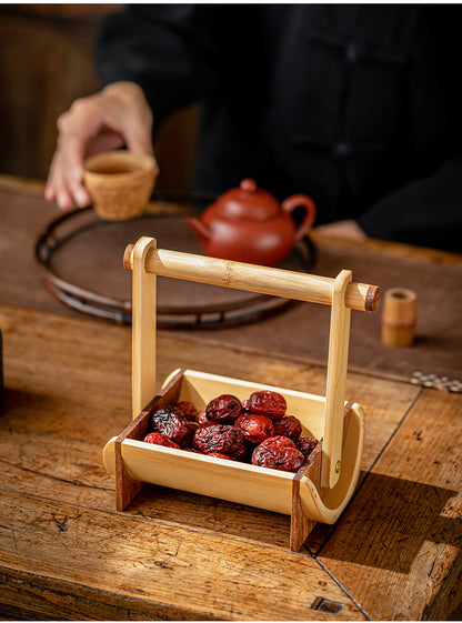 Chinese Style Bamboo Handle Tea Tray