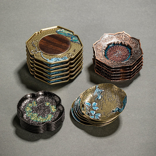 Enamel Japanese Style Metal Tea Cup Coaster