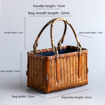 Japanese Style Handmade Retro Mini Bamboo Bag