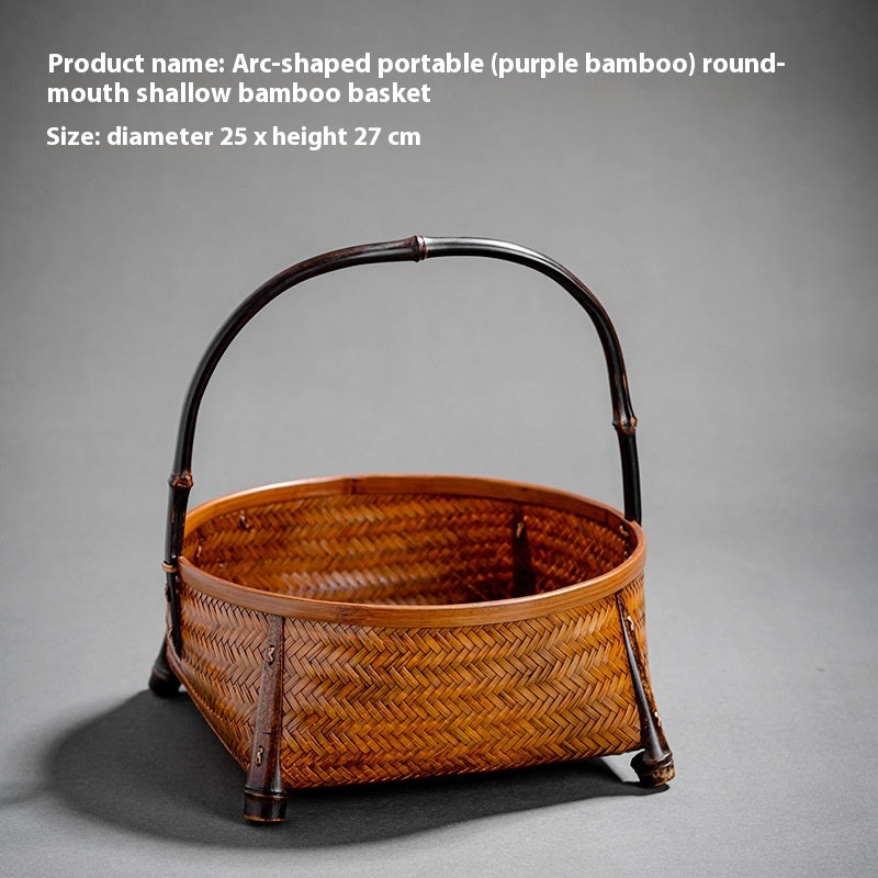 Large Lacquered Bamboo Woven Storage Basket