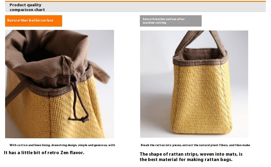 Rattan Woven Bag Tea Set Storage Bag