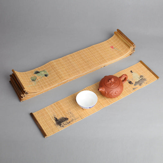Natural Printed Bamboo Tea Mat Heat Insulation Pad