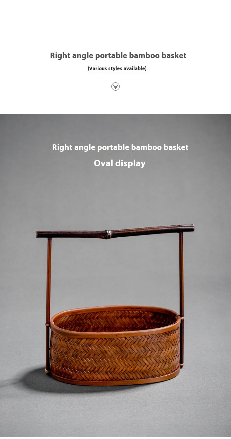 Large Lacquered Bamboo Woven Storage Basket