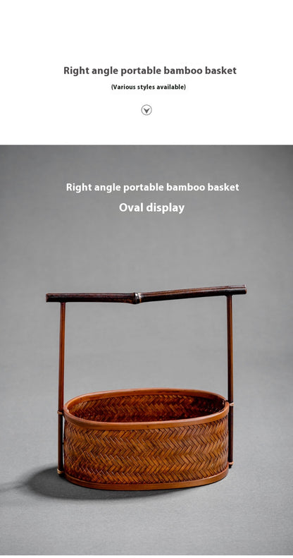 Large Lacquered Bamboo Woven Storage Basket