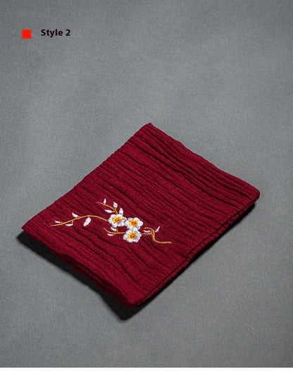 Cotton and Linen Embroidered Tea Towel
