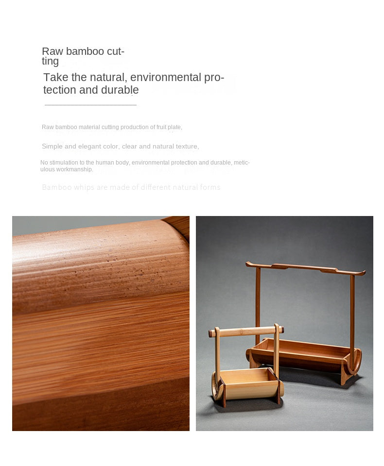 Chinese Style Bamboo Handle Tea Tray
