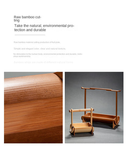 Chinese Style Bamboo Handle Tea Tray