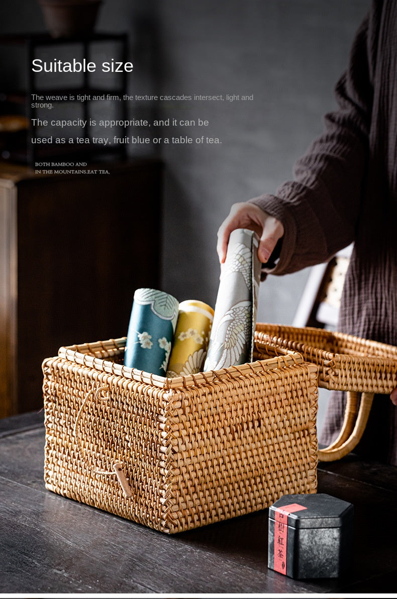 Rattan Pu'er Tea Caddy Storage Basket