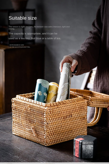 Rattan Pu'er Tea Caddy Storage Basket