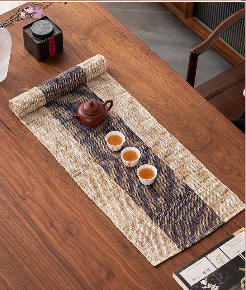 Hand-woven hemp grass tea mat