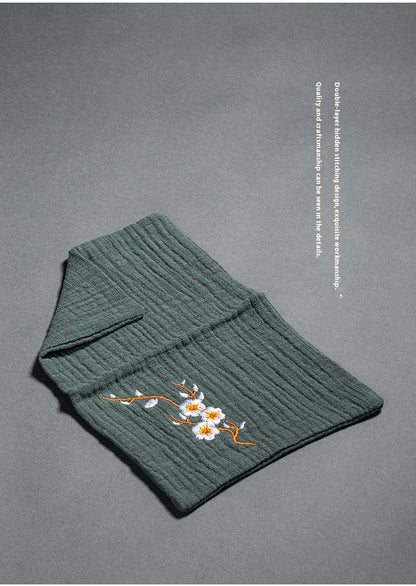 Cotton and Linen Embroidered Tea Towel