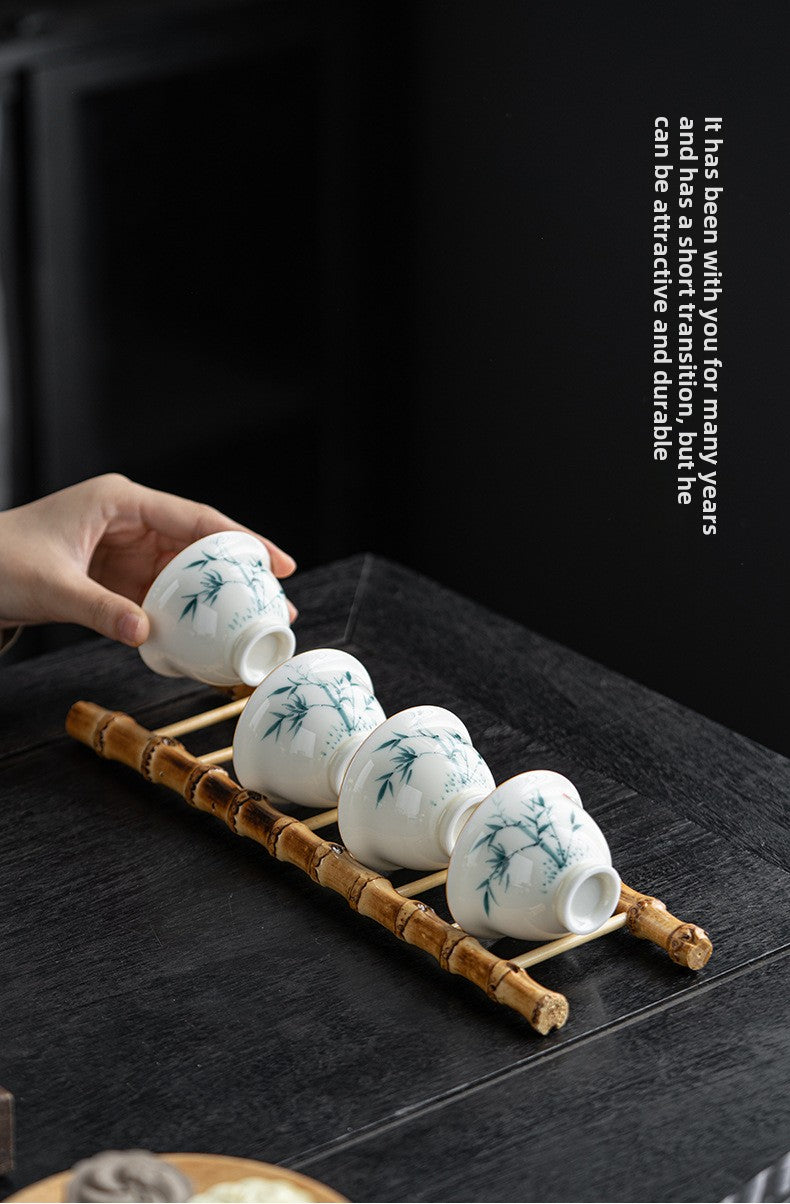 Bamboo Whip Tea Cup Holder
