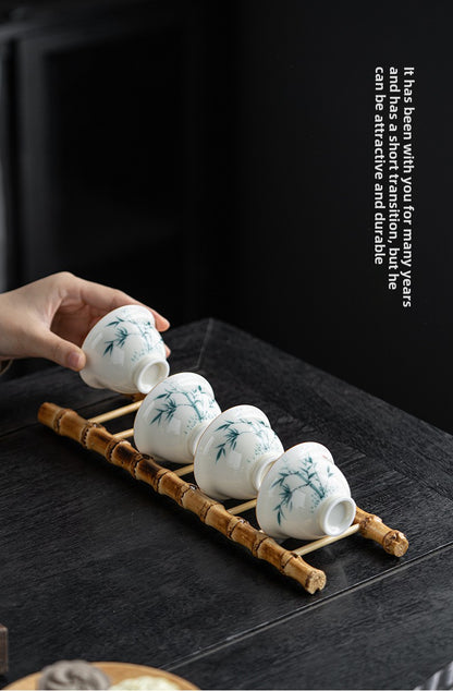 Bamboo Whip Tea Cup Holder