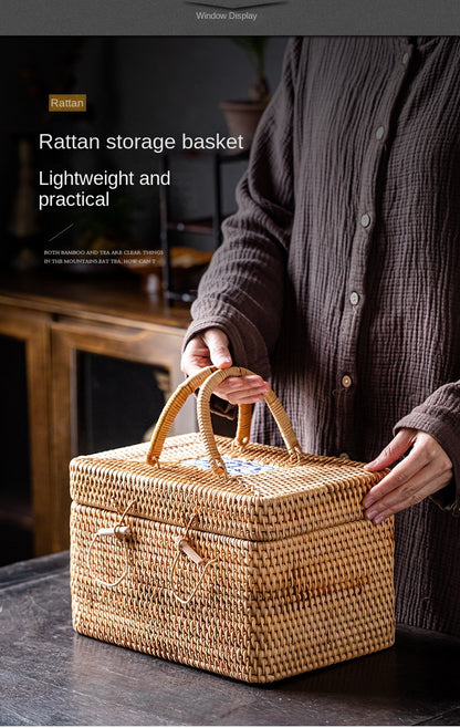 Rattan Pu'er Tea Caddy Storage Basket